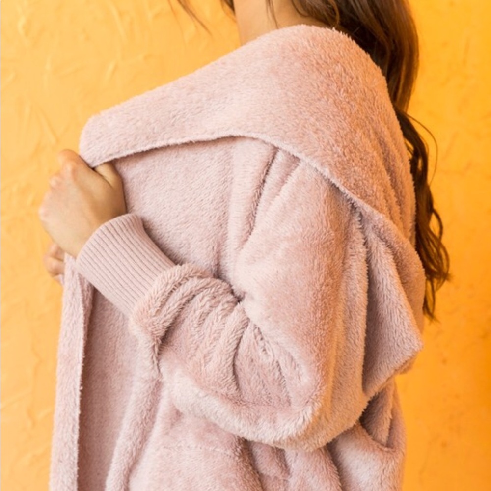 ❄️LAST1️⃣//MAUVE BLANKET CARDIGAN FLEECE HOODIE - Picture 7 of 9